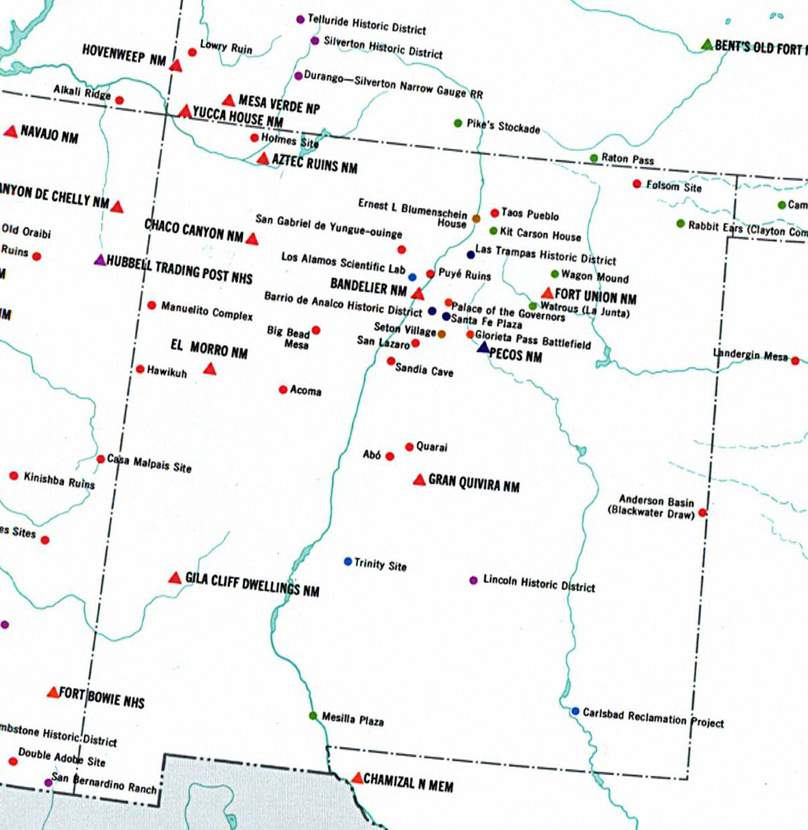 Map of New Mexico - Historic Sites and Landmarks