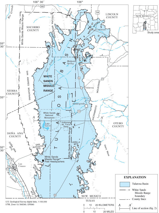 Map of the Tularosa Basin, USGS