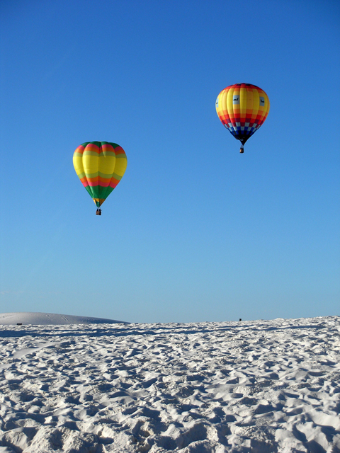 Balloons over the White Sands National Monument, NM - 2010 White Sands Hot Air Balloon Invitational - Credits: Rob Roberts