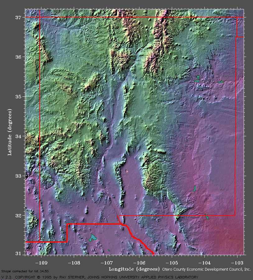 New Mexico Elevation Map