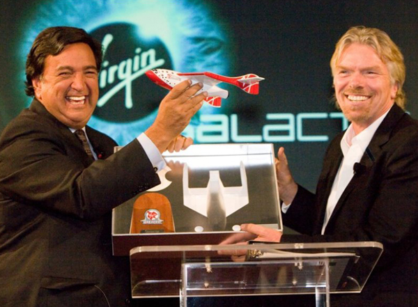GOVERNOR BILL RICHARDSON & SIR RICHARD BRANSON CELEBRATING THE ANNOUNCEMENT OF SPACEPORT AMERICA